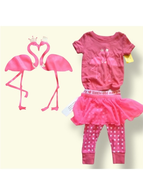 Old Navy Other - NWT 3pc set adorable pant/tutu/tee set pink flamingo new. 3-6m